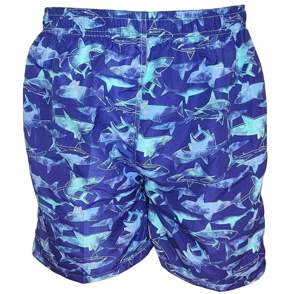 Men's Swim Trunks, Swimming Shorts,  Beach Board Swimwear Suit, Blue Sharks - Picture 2 of 4